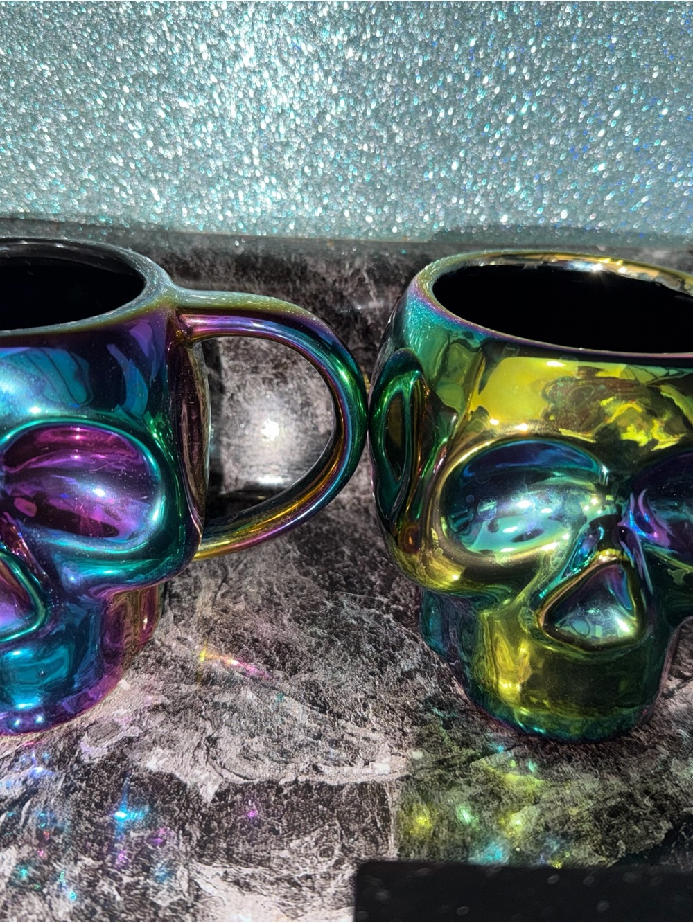 Kohl's Iridescent Skull Mugs - Multicolor Sheen